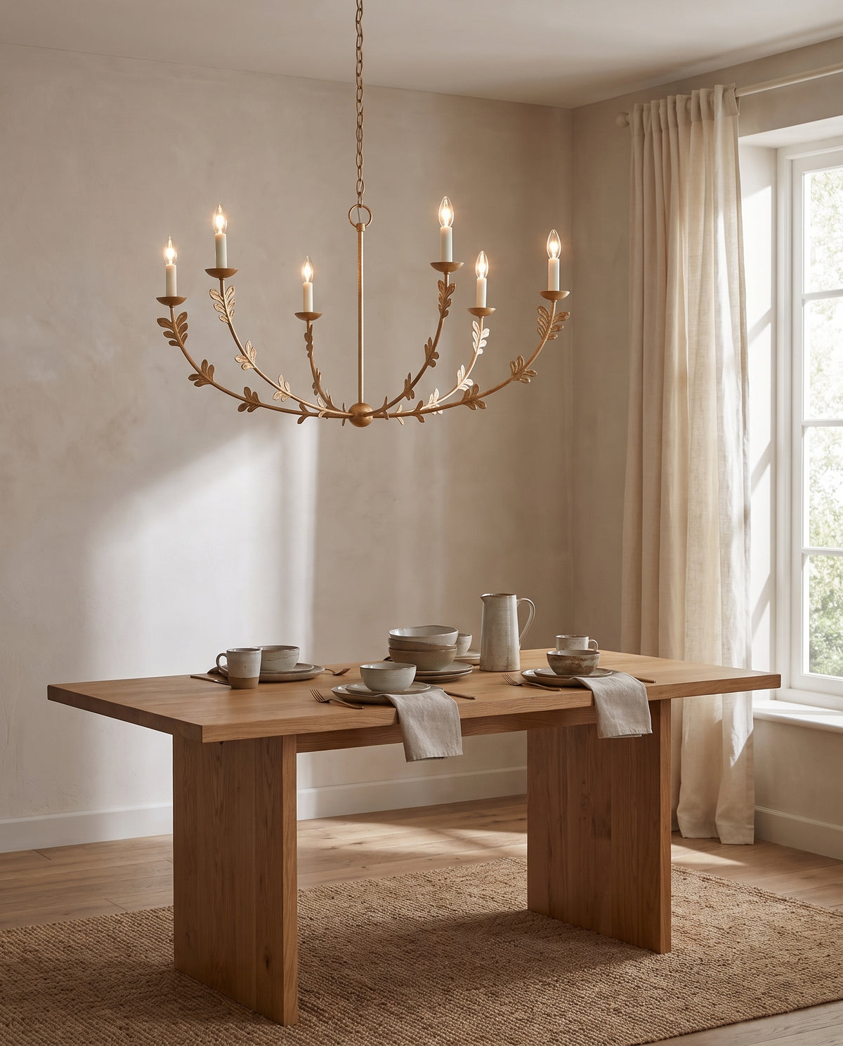 Suspension en acier feuille d'or ancienne 102x56cm Florian - Troy Lighting en situation