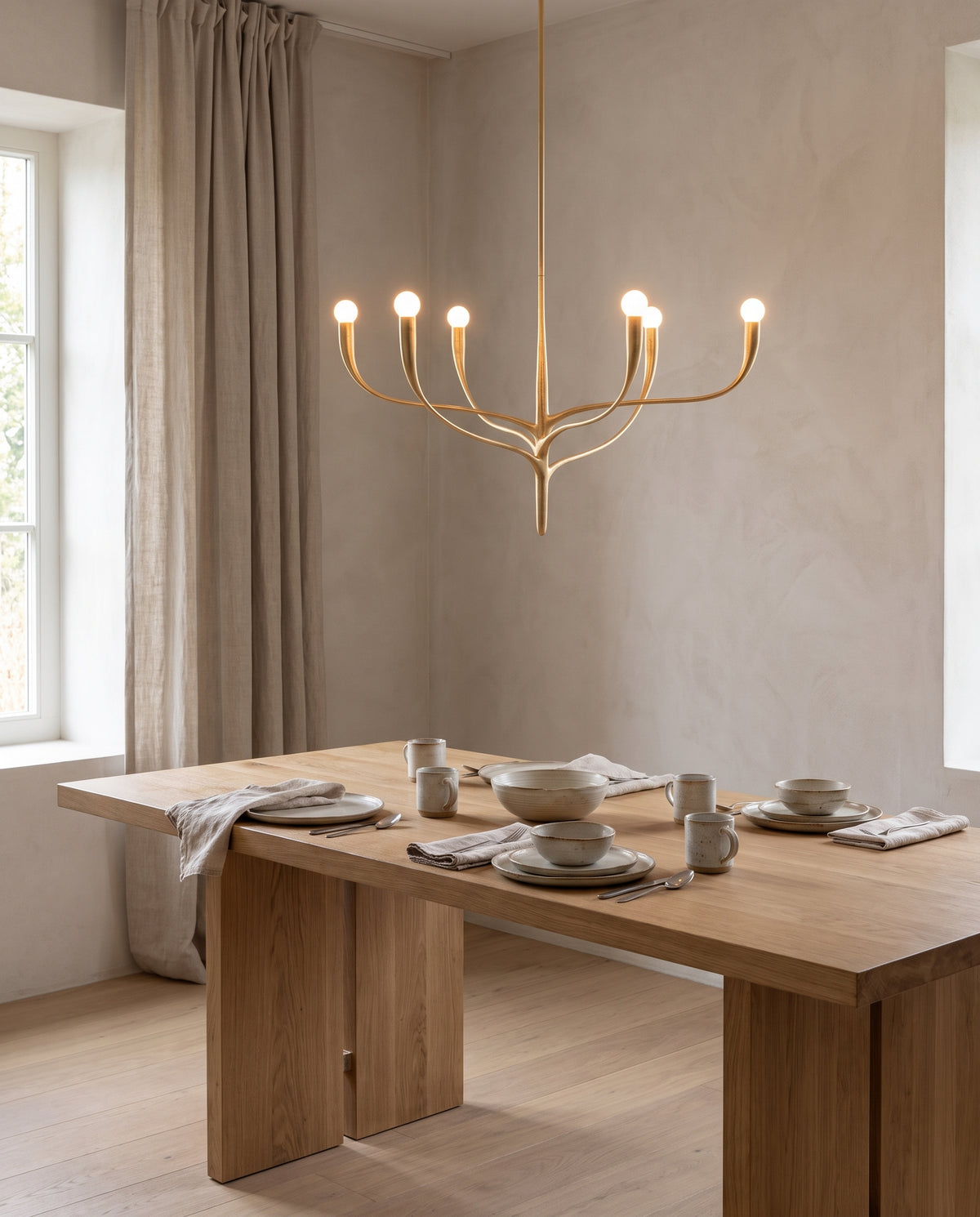 Suspension en acier feuille d'or ancienne 93x51cm Labra - Hudson Valley Lighting en situation