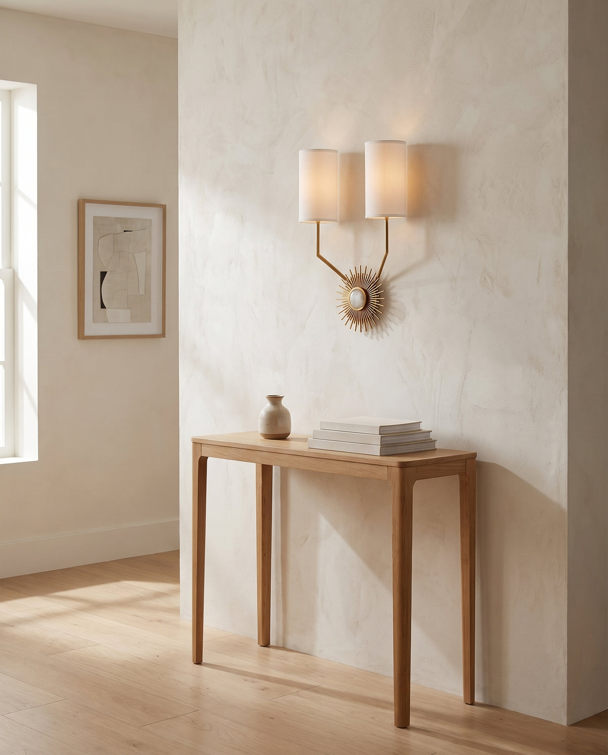 Applique murale en acier laiton vieilli 34x46cm Borland - Hudson Valley Lighting en situation