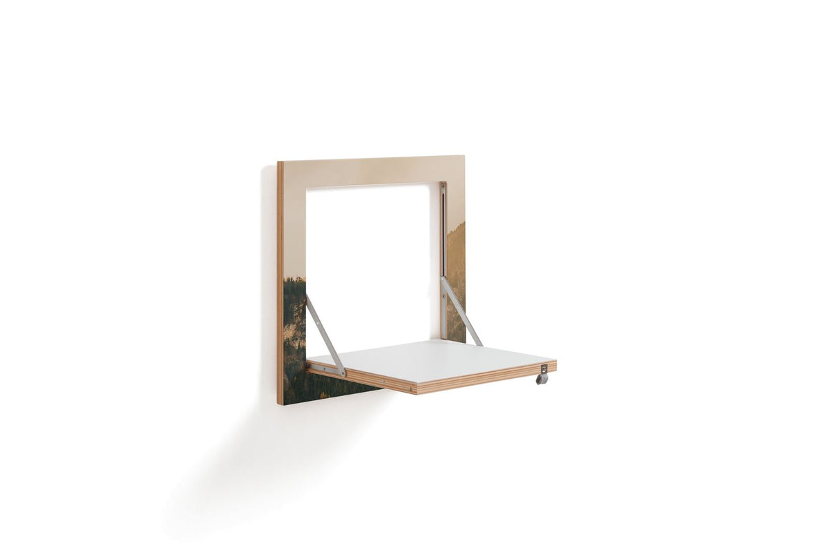 Wall shelf in yellow birch 40x31x40cm Fläpps Alps - Ambivalenz