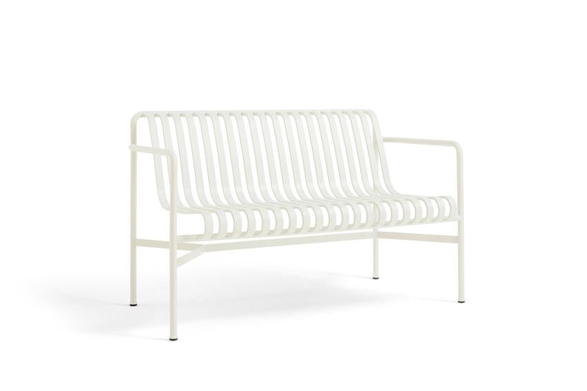 Banc de jardin avec accoudoirs en métal crème Palissade - HAY