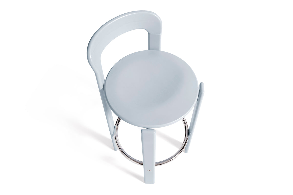Taburete de bar en madera de haya lacada azul pizarra 65cm Rey - Hay
