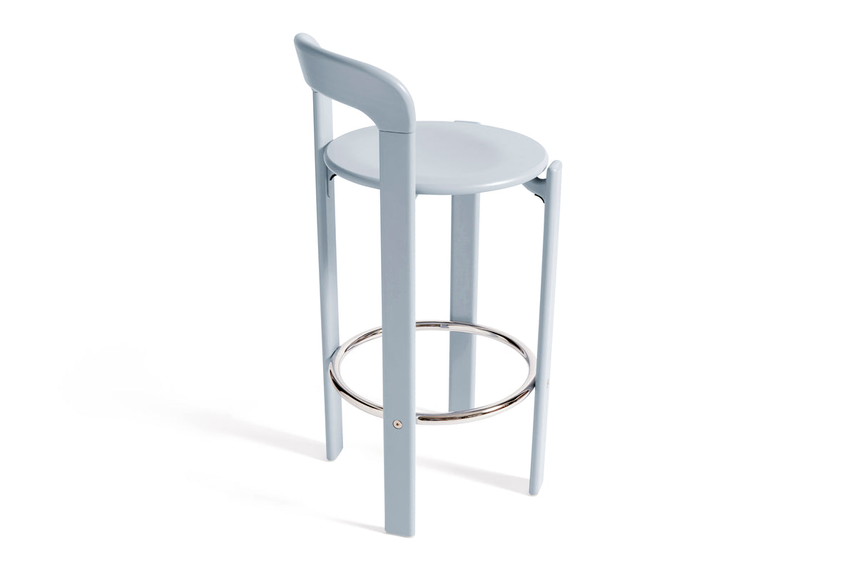 Taburete de bar en madera de haya lacada azul pizarra 65cm Rey - Hay