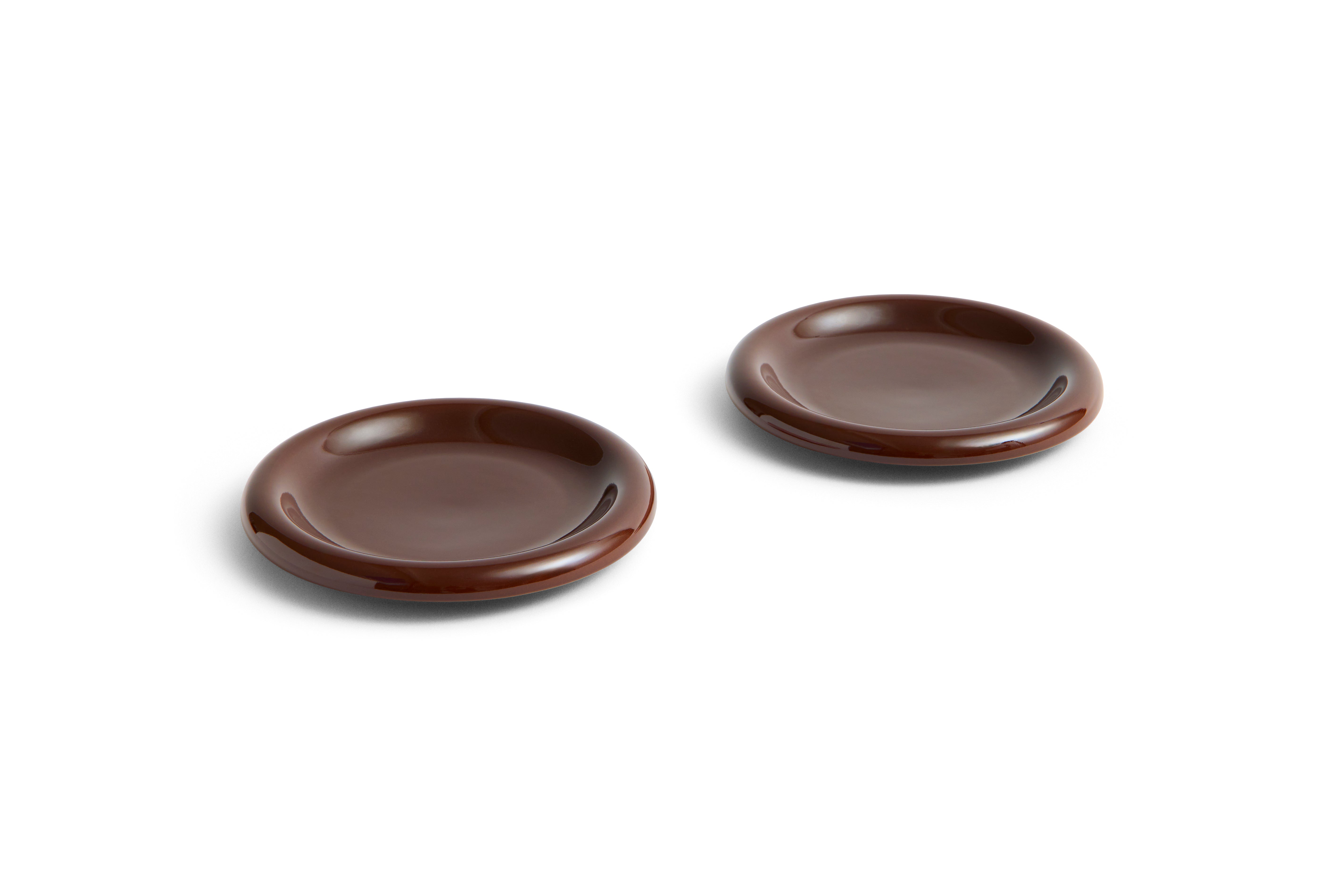 2 assiettes en terre cuite bordeaux 18 cm Barro - Hay