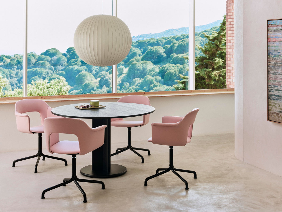 Chaise avec accoudoir en tissu Turf beige sable et aluminium pivotant 80x62x56cm Layout Armchair 254 - HAY