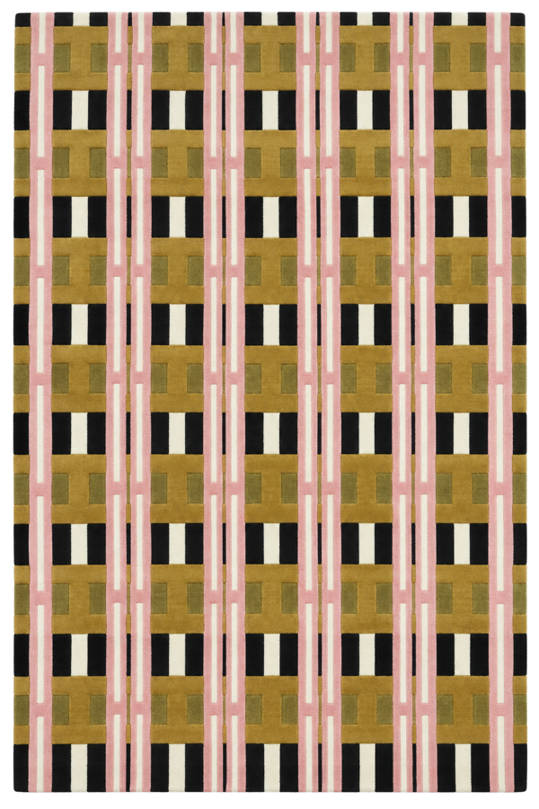 Tapis en laine et soie végétale rose et moutarde 300x200cm Alexia - Son-tapis