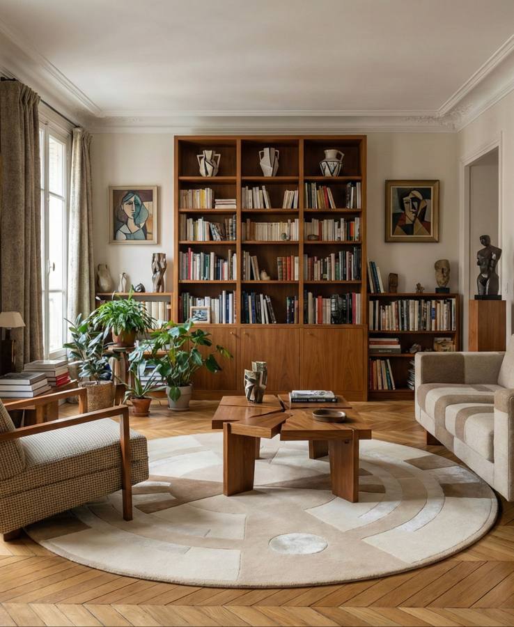 Round rug in wool and plant silk 150cm Andréa - Son-Tapis