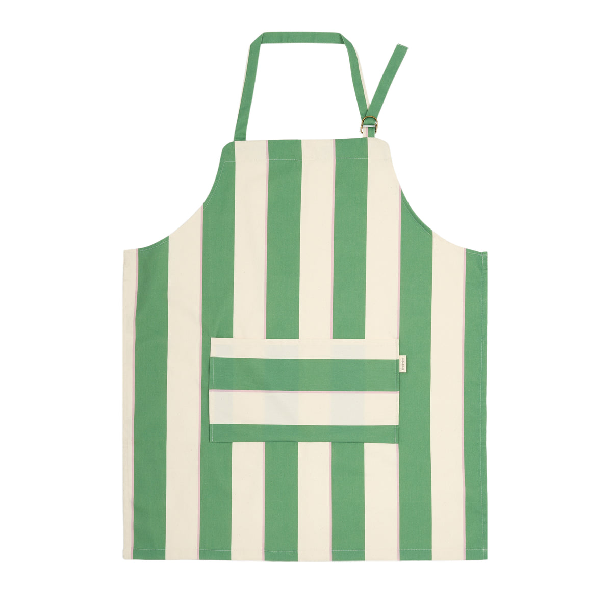Delantal de cocina de algodón orgánico a rayas verde y rosa - Nobodinoz