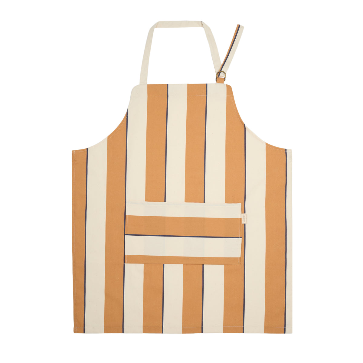 Delantal de cocina de algodón orgánico a rayas naranja y azul - Nobodinoz