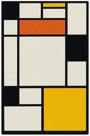 Rectangular wool rug geometric orange 200x300cm Aser - Son-Tapis