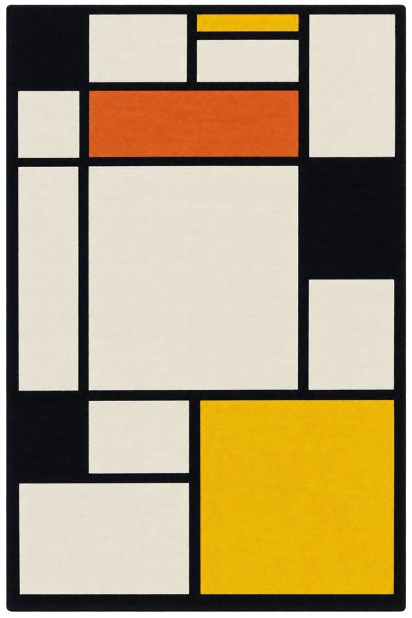 Tapis rectangulaire en laine géométrique orange 170x240cm Aser - Son-Tapis