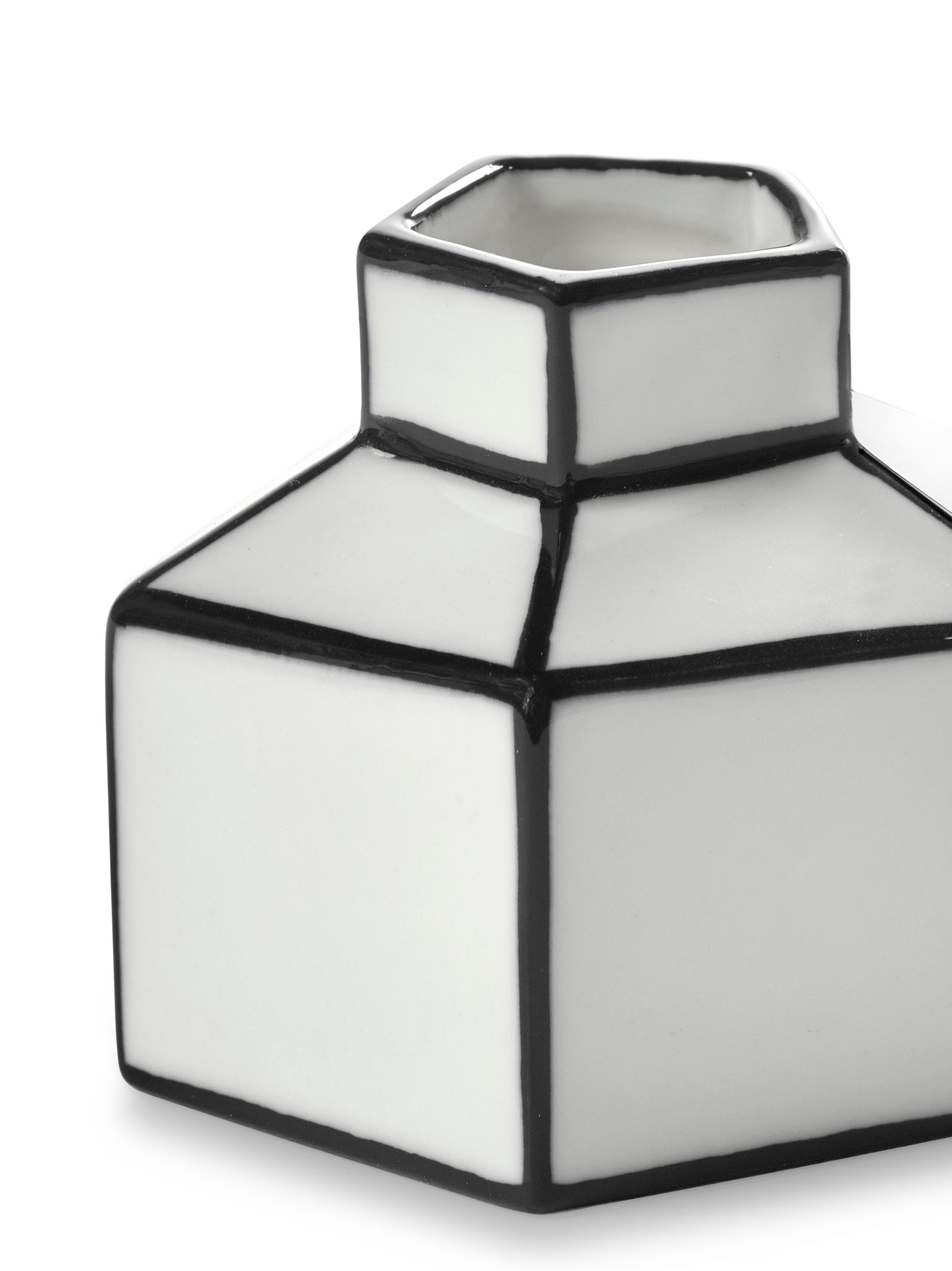 Jarrón de porcelana blanco y negro 7,3x6,5cm S Carte Blanche - Serax