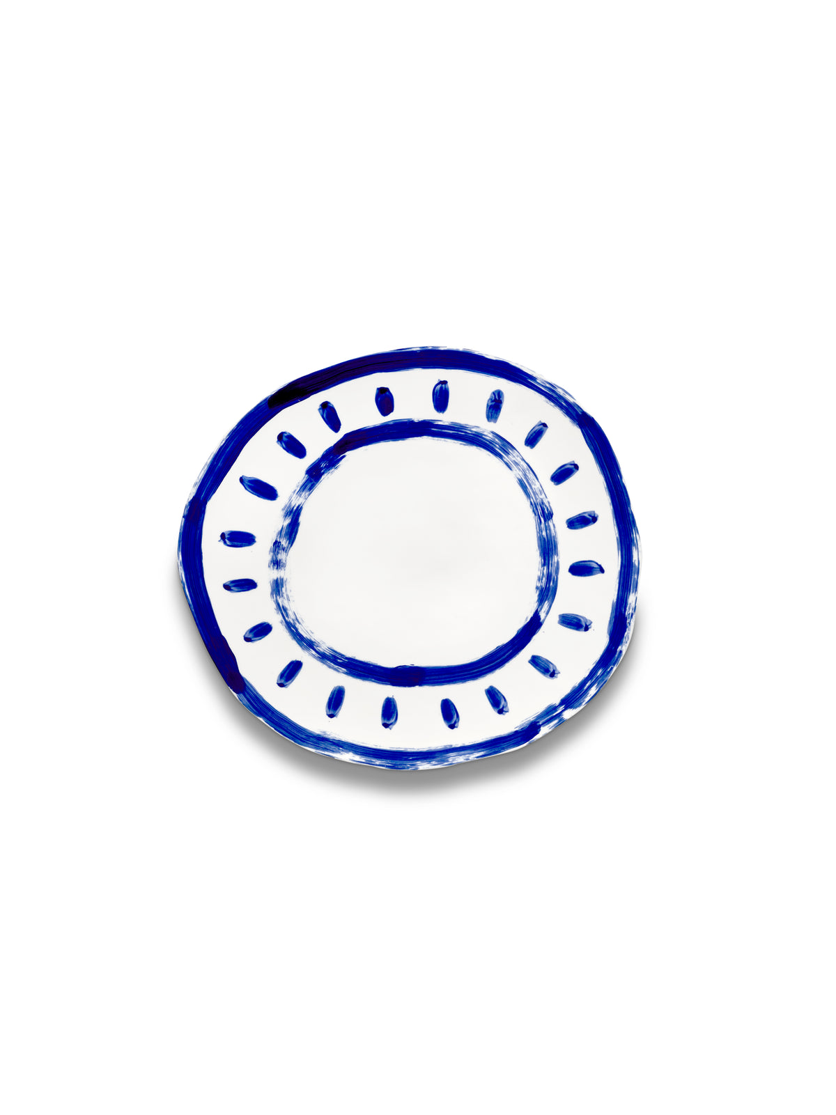 Round serving plate in white and blue stoneware 31x28x1.5cm 01 Line-up - Serax