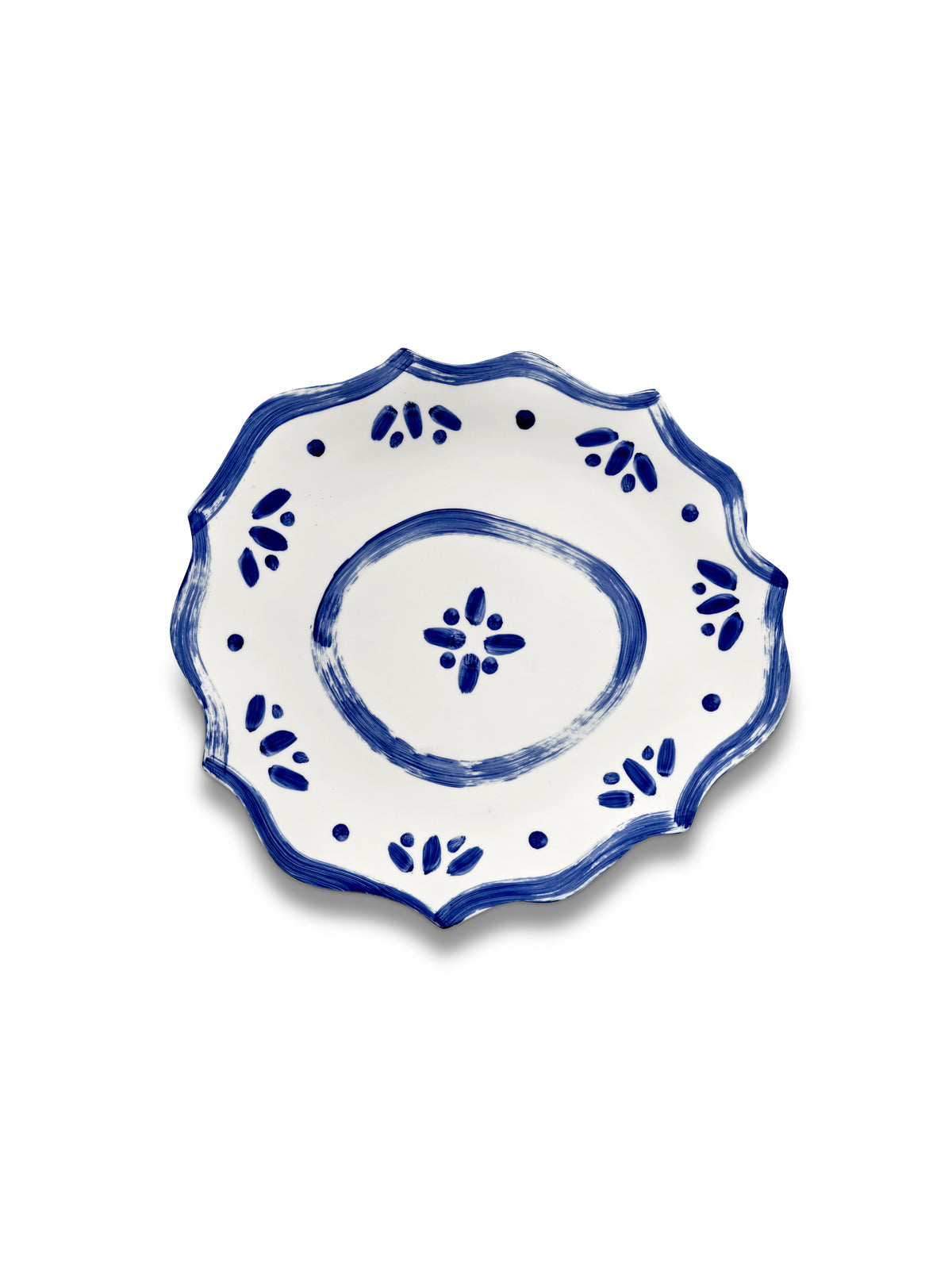 Round serving plate in white and blue stoneware 36x34x2cm 02 Line-up - Serax