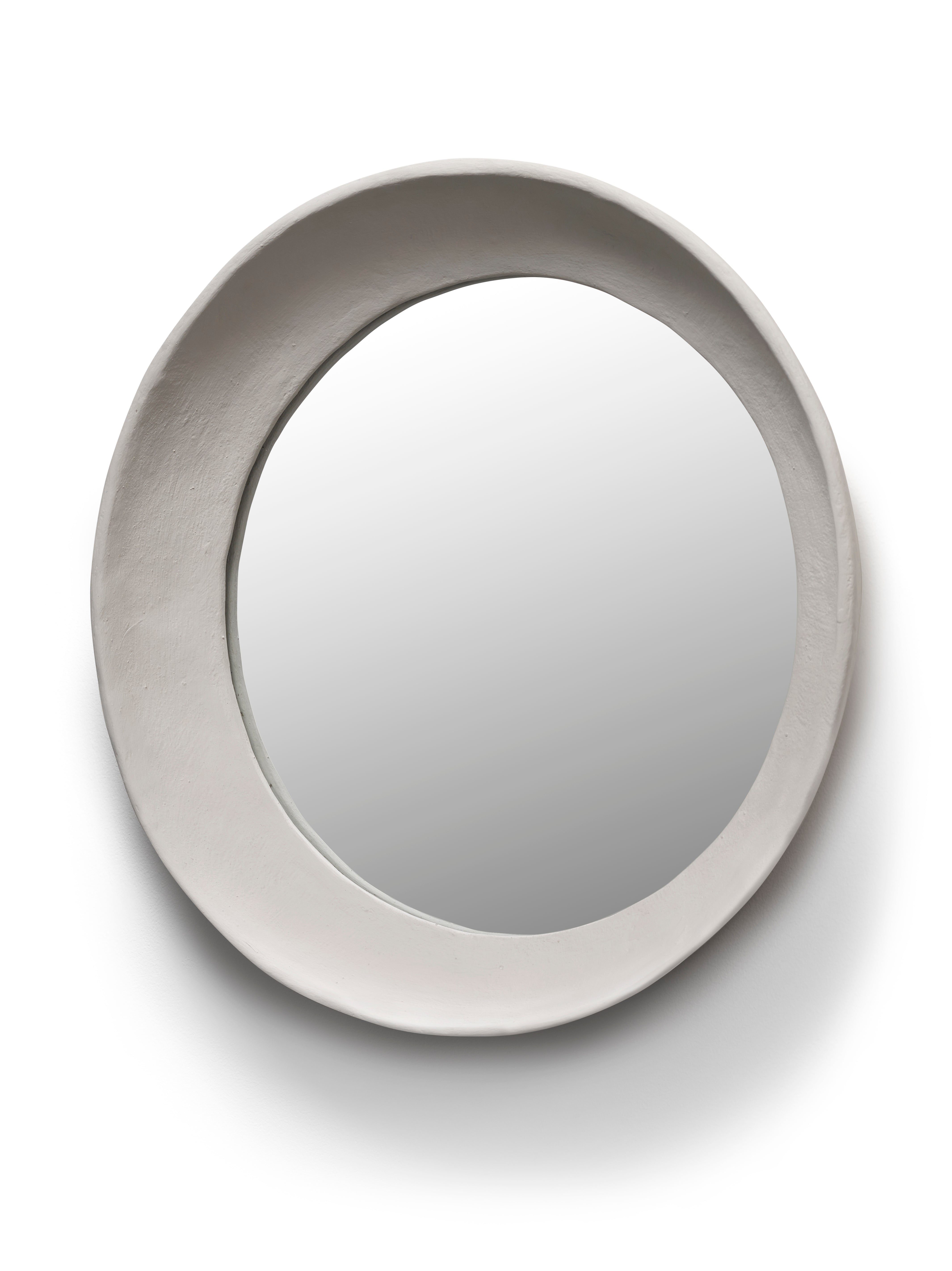 Round Mirror in White Papier-Mâché 45cm Earth - Serax