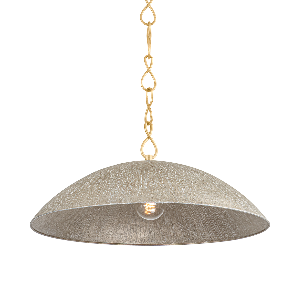 Suspension en fer feuille d'or ancienne et feuille d'argent chaude texturée 61x25cm Eve - Hudson Valley Lighting