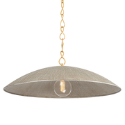 Suspension en fer feuille d'or ancienne et feuille d'argent chaude texturée 81x32cm Eve - Hudson Valley Lighting