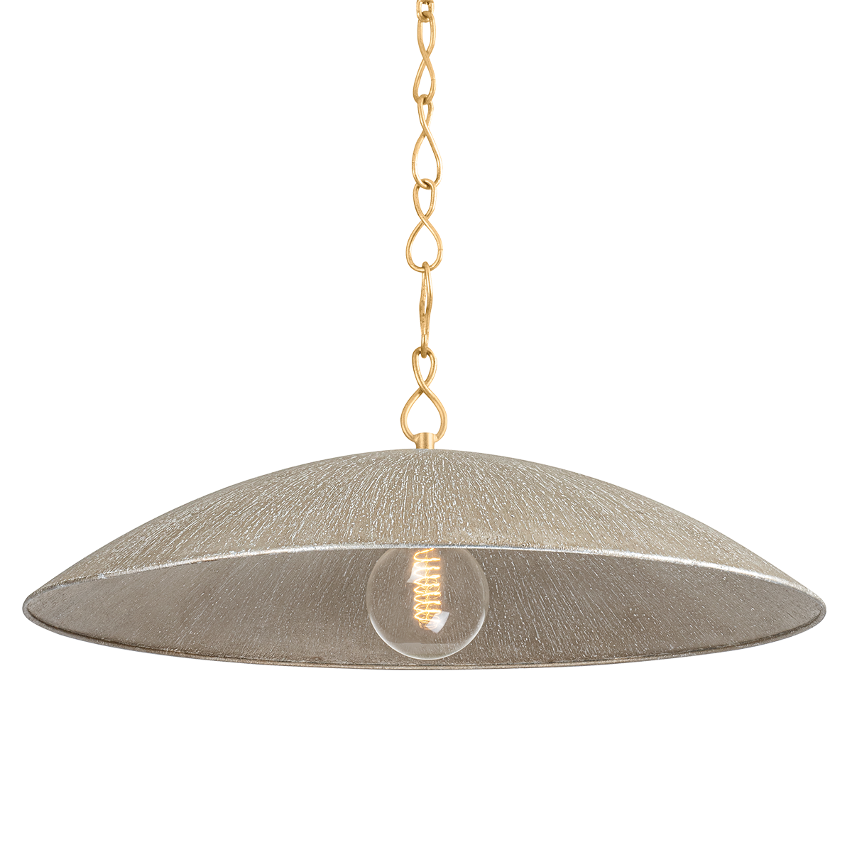 Suspension en fer feuille d'or ancienne et feuille d'argent chaude texturée 81x32cm Eve - Hudson Valley Lighting