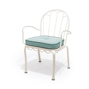 Sedia da giardino in metallo bianco anticato e cuscino in tessuto verde Rivie Green The Al Fresco - Business & Pleasure