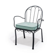 Gartenstuhl aus Metall vintage schwarz mit Kissen aus Stoff grün Rivie Green The Al Fresco - Business & Pleasure