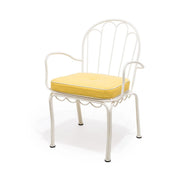 Sedia da giardino in metallo bianco anticato con cuscino in tessuto giallo Rivie Mimosa The Al Fresco - Business & Pleasure