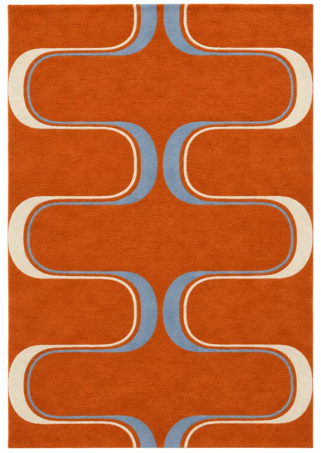 Wool and plant silk rug orange 230x160cm Baptiste - Son-Tapis