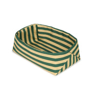 Panier à pain en coton bio à rayures vert et jaune 28 x 16 x 10 cm - Nobodinoz