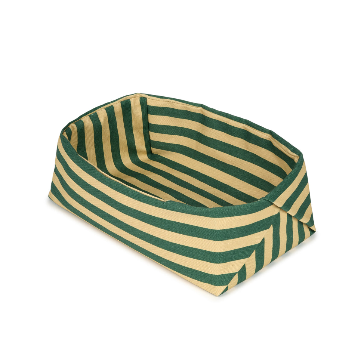 Panier à pain en coton bio à rayures vert et jaune 28 x 16 x 10 cm - Nobodinoz