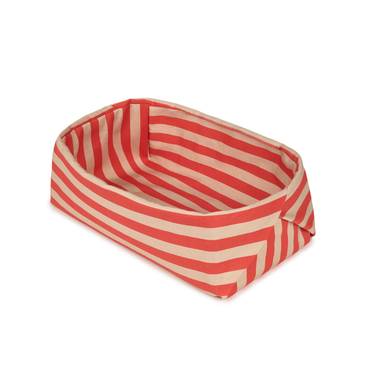 Panier à pain en coton bio à rayures rouge et rose 28 x 16 x 10 cm - Nobodinoz