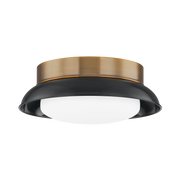 Ceiling Light in Patinated Brass and Gloss Black Steel 36x13cm Arnie - Troy Lighting