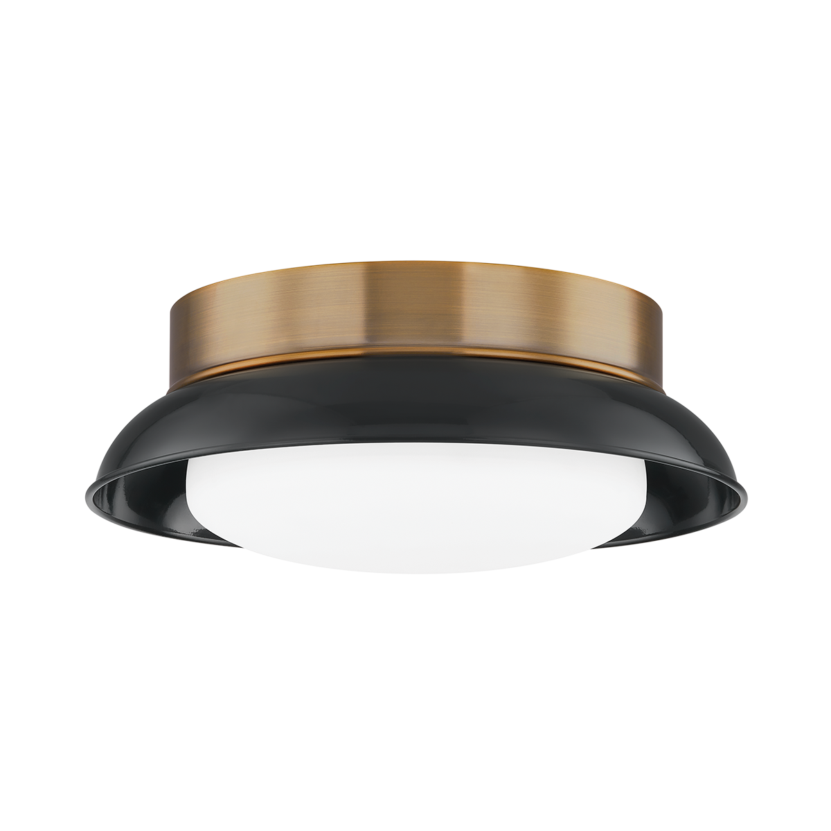 Ceiling Light in Patinated Brass and Gloss Black Steel 36x13cm Arnie - Troy Lighting
