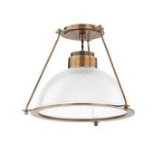 Semi-Flush Glass and Patinated Brass Ceiling Light 38x28cm Glint - Troy Lighting