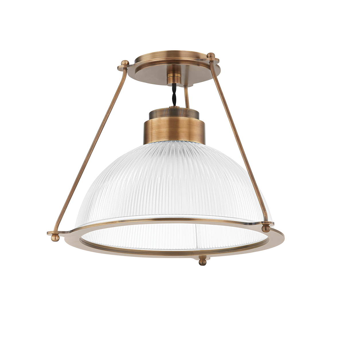 Semi-Flush Glass and Patinated Brass Ceiling Light 38x28cm Glint - Troy Lighting