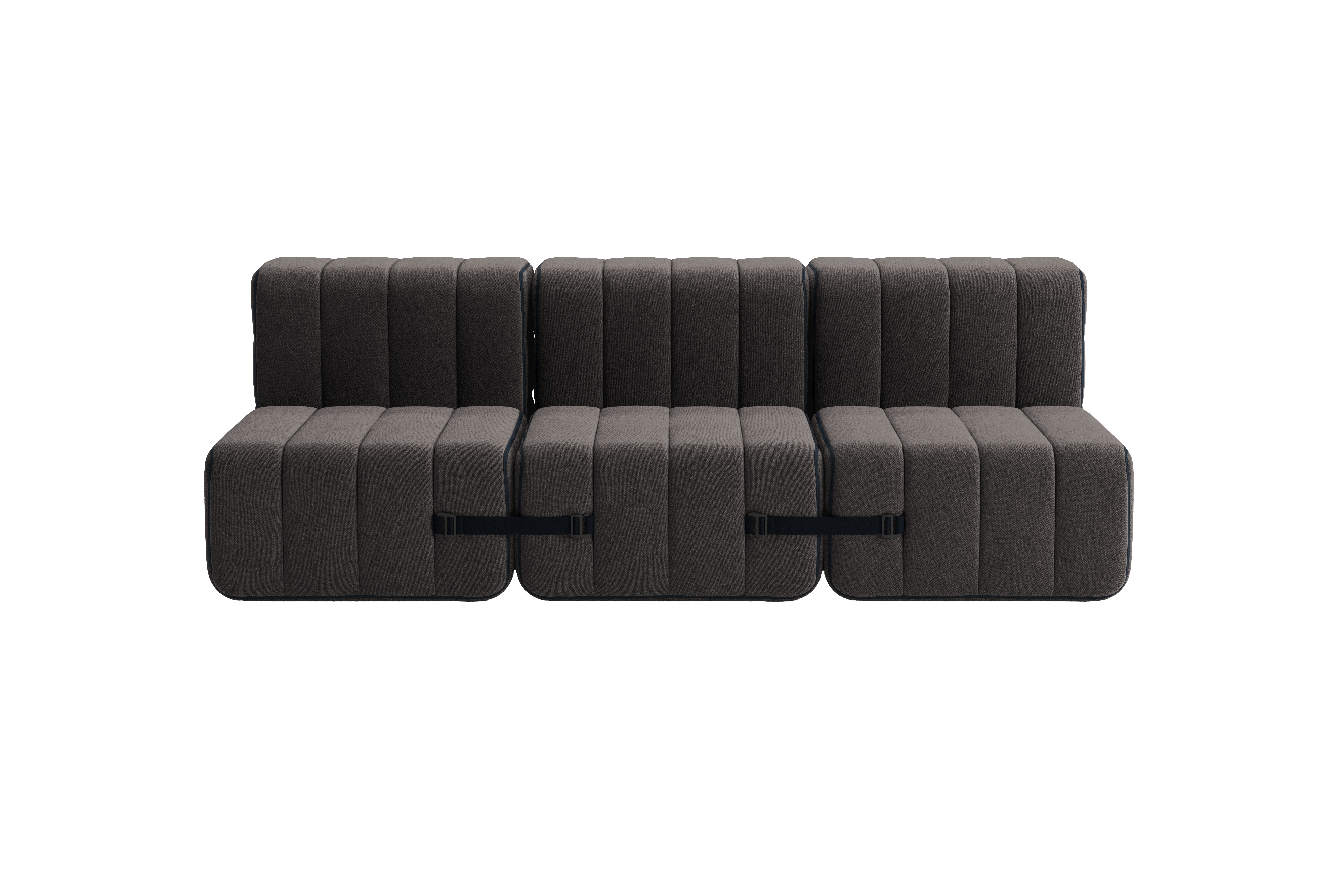Canapé modulable 3 places en tissu jet gris marron 204x102x68cm Curt - Ambivalenz