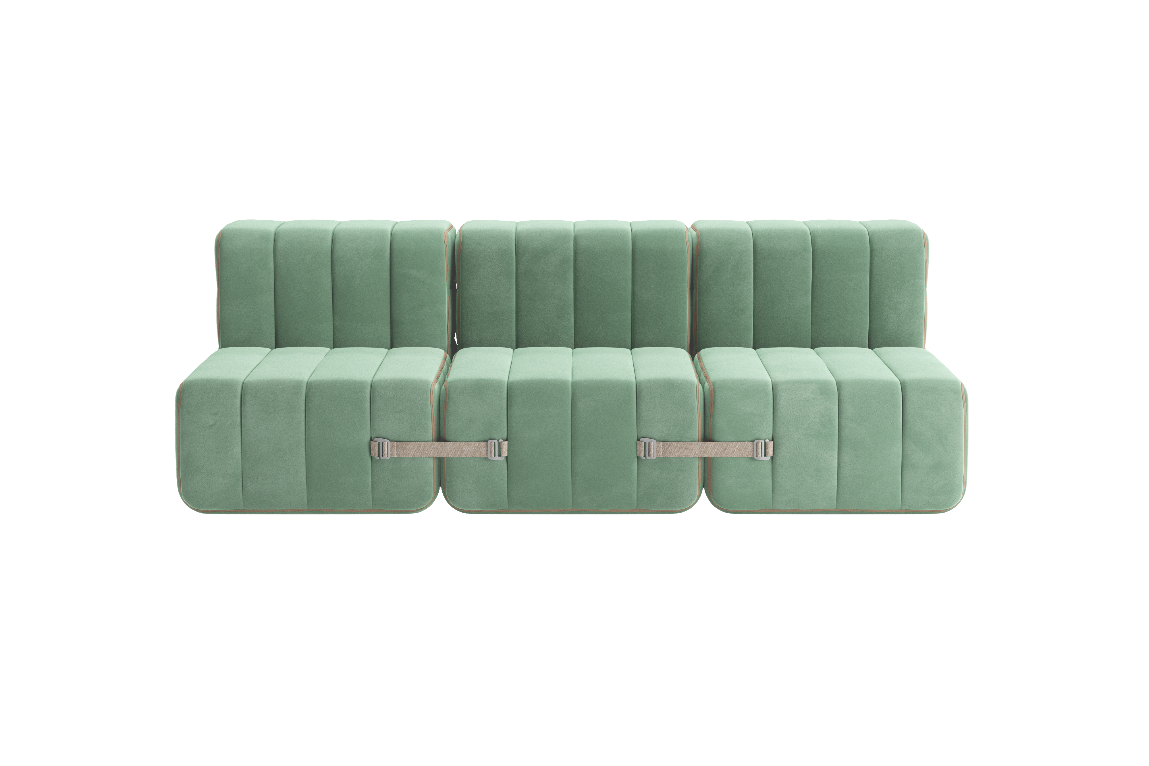 Canapé modulable 3 places en velours barcelone vert clair 204x102x68cm Curt - Ambivalenz