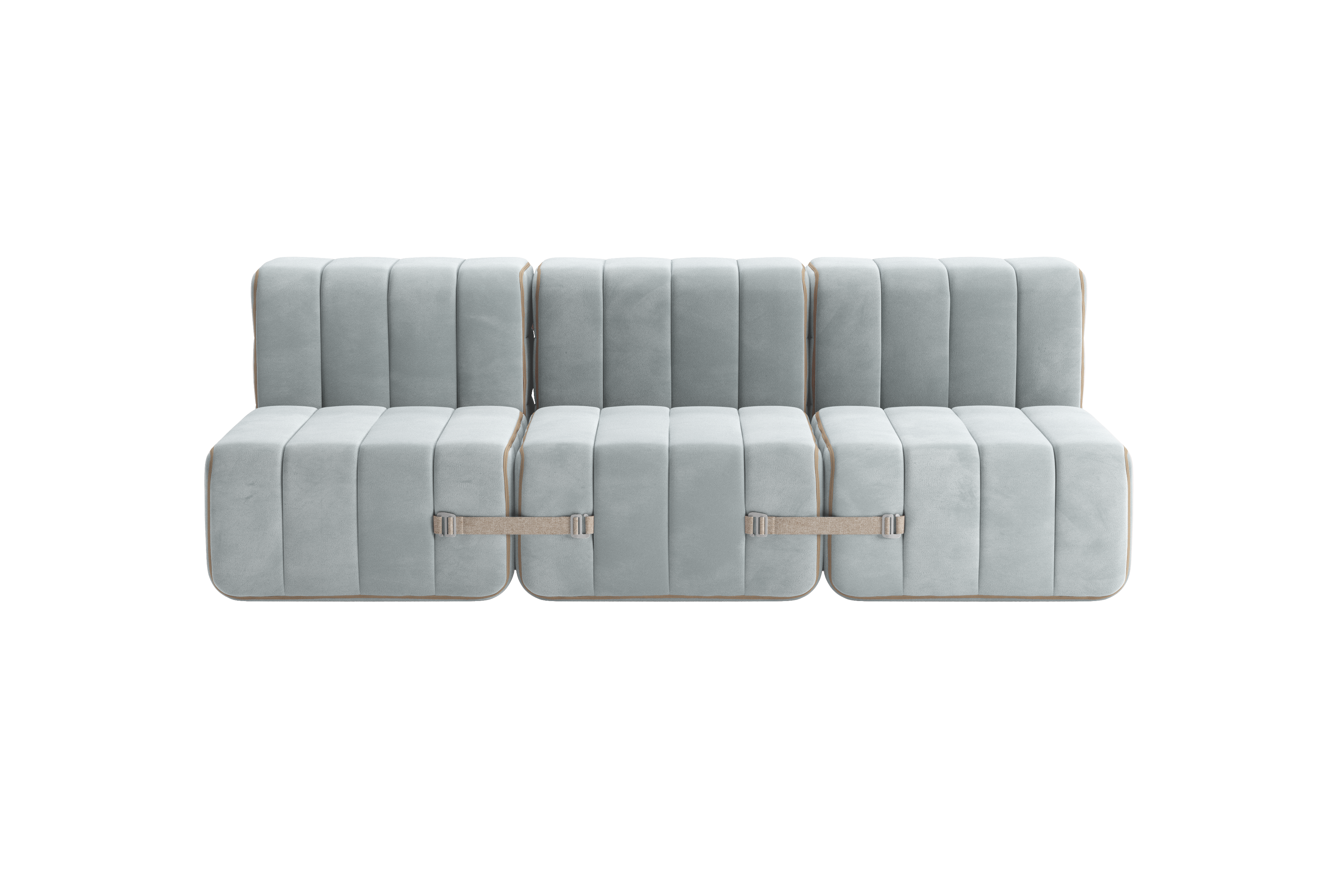 Canapé modulable 3 places en velours barcelone bleu clair 204x102x68cm Curt - Ambivalenz