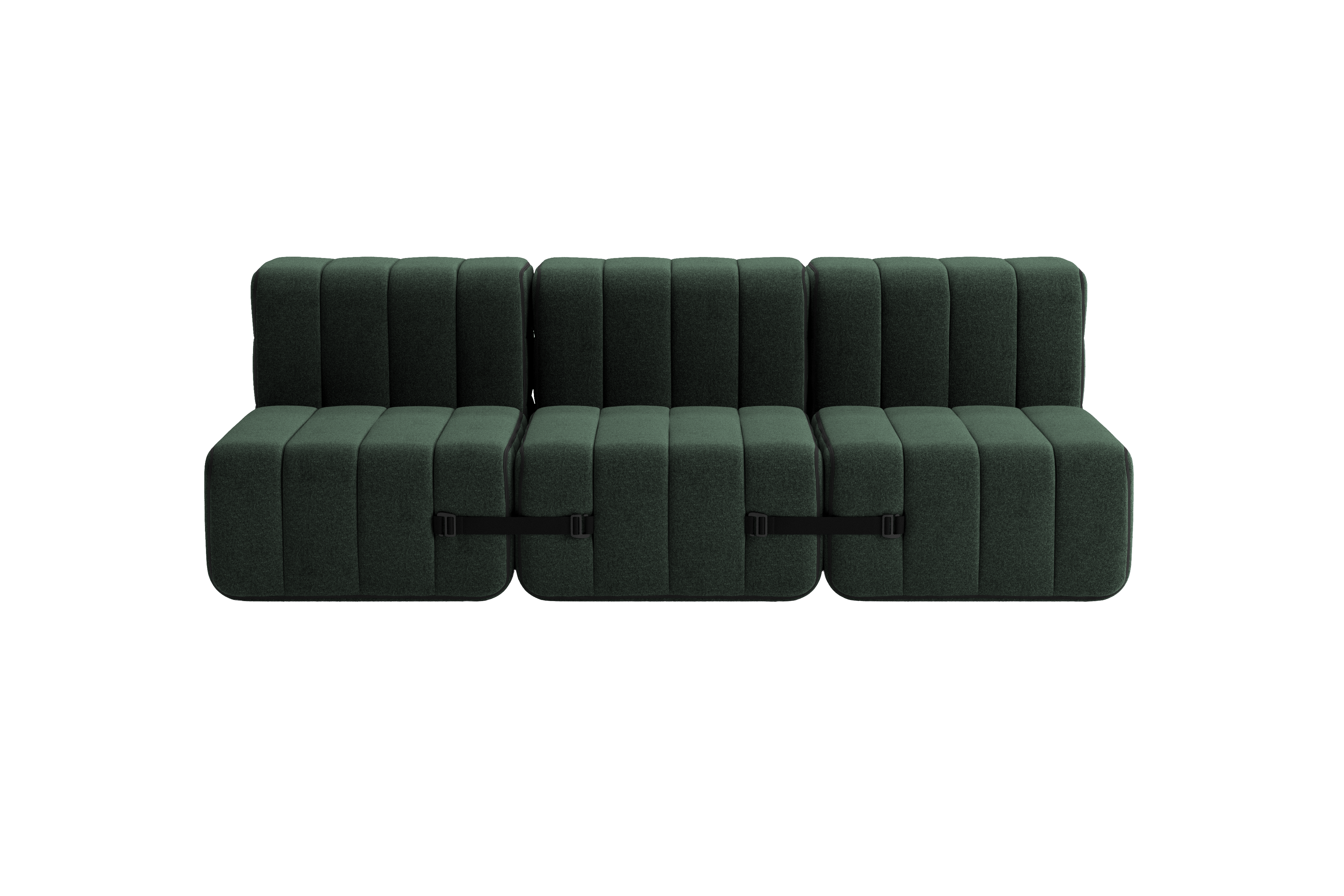 Canapé modulable 3 places en tissu dama vert foncé 204x102x68cm Curt - Ambivalenz