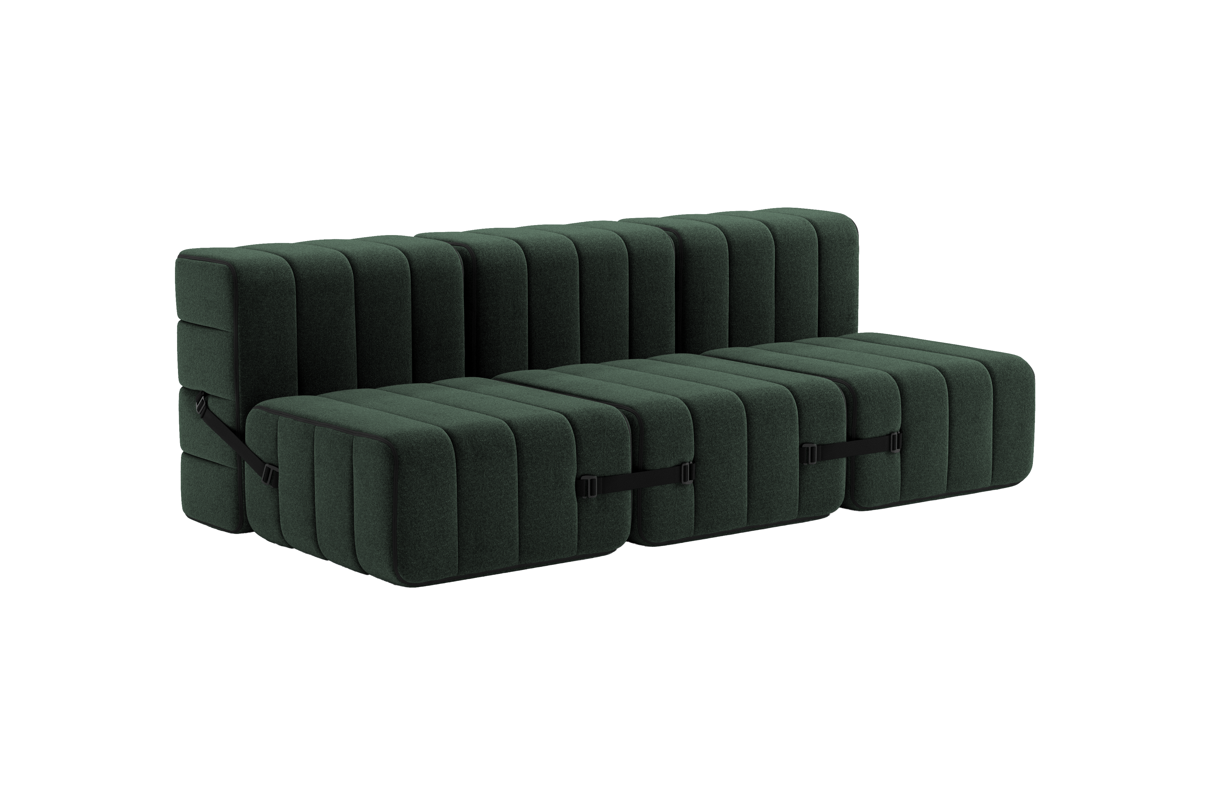 Canapé modulable 3 places en tissu dama vert foncé 204x102x68cm Curt - Ambivalenz