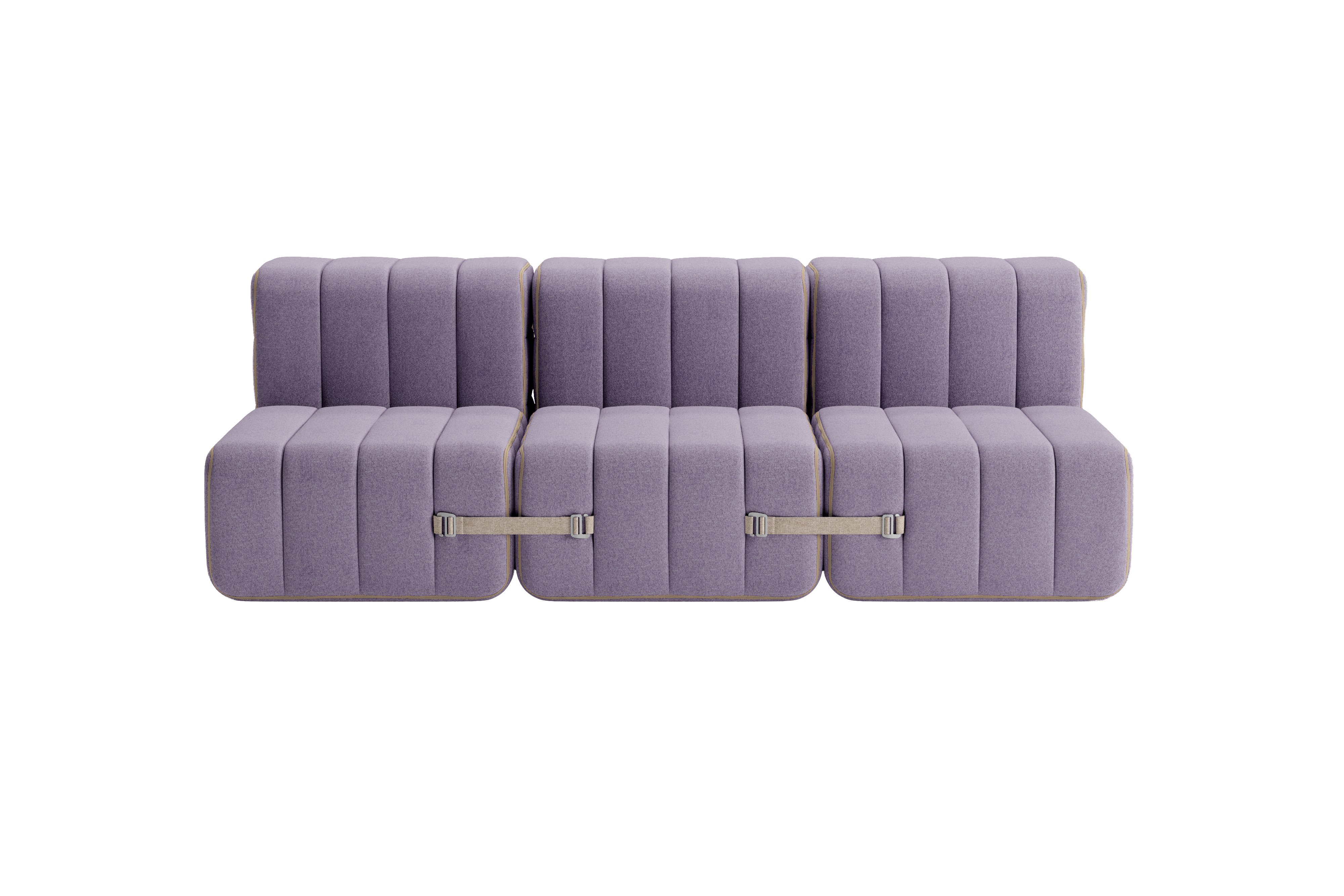 Canapé modulable 3 places en tissu dama lilas 204x102x68cm Curt - Ambivalenz