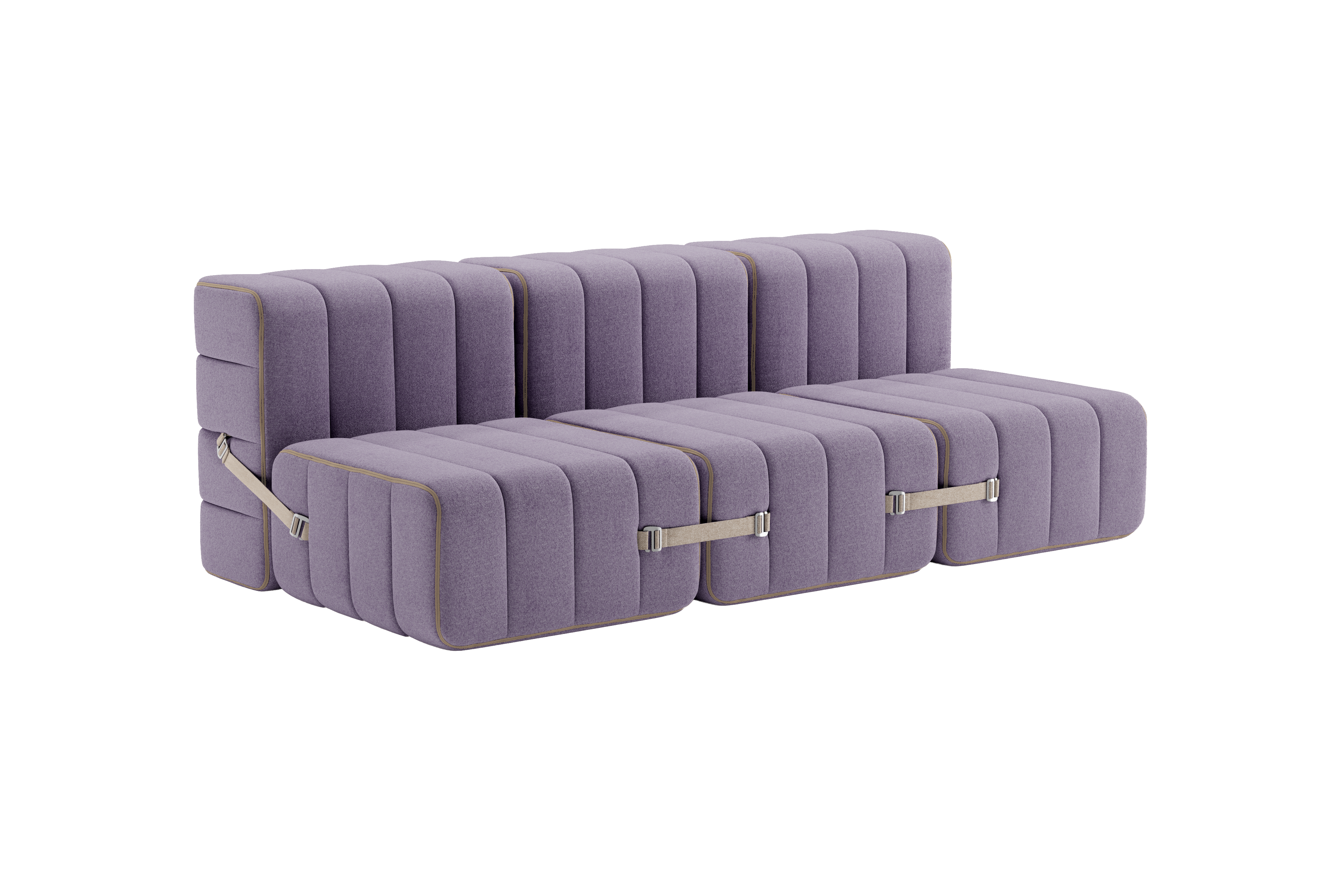 Canapé modulable 3 places en tissu dama lilas 204x102x68cm Curt - Ambivalenz