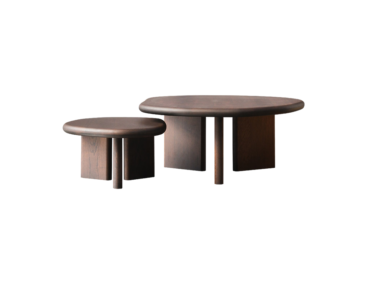 Mesa baja doble de roble macizo teñido espresso barnizado - Francia Koge Design
