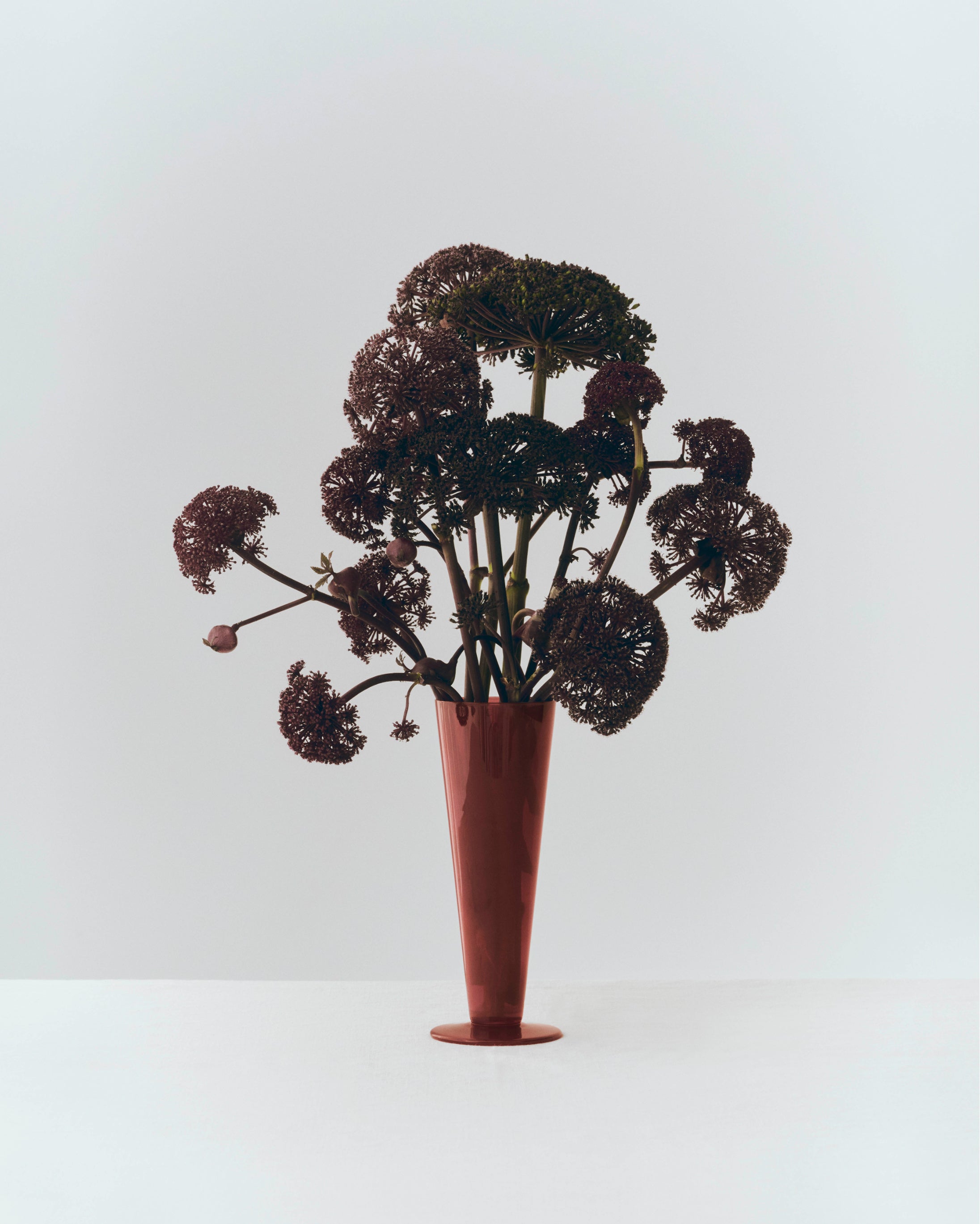 Vase en verre rose et rouge foncé 8,3x23cm Conical - HAY
