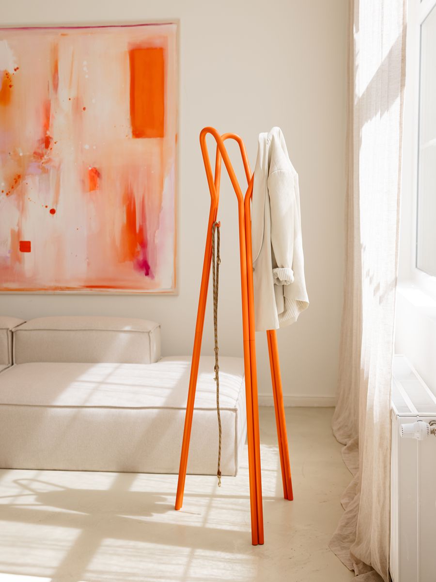 Porte-manteau en acier orange sprizz 56x169cm Charles - Metallbude