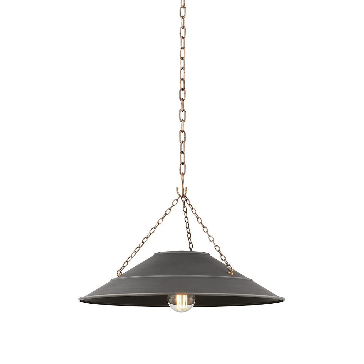 Pendant light in patinated brass steel and graphite 58x41cm Arcane - Troy Lighting