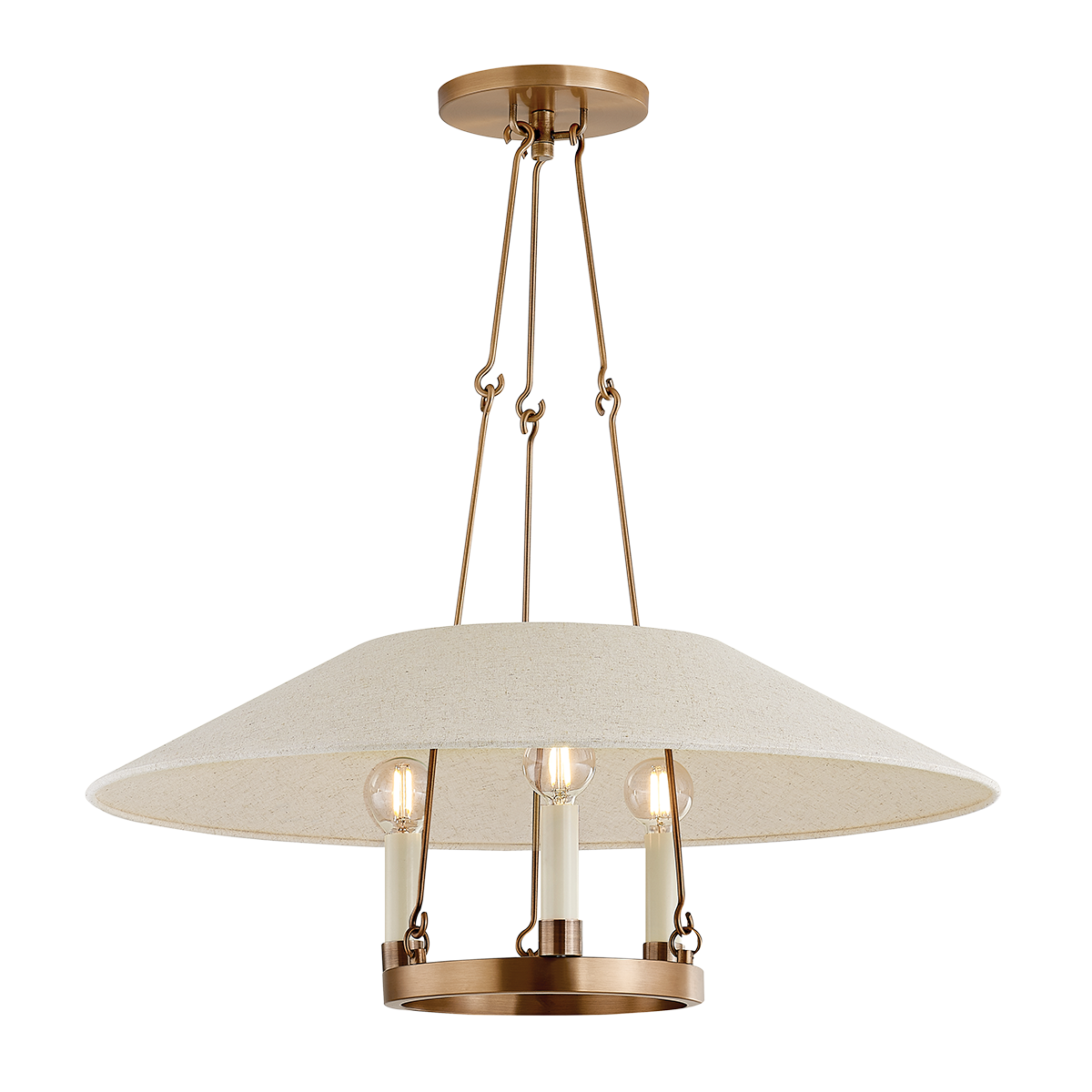 Linen Suspension with Patinated Brass 64x25cm Archive - Troy Lighting