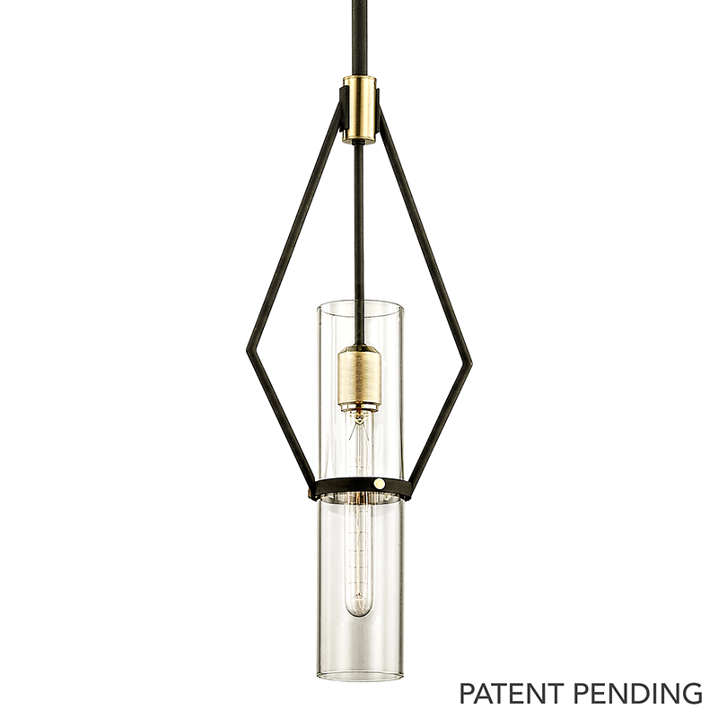 Suspension en fer bronze texturé et laiton brossé 24x62cm Raef - Troy Lighting