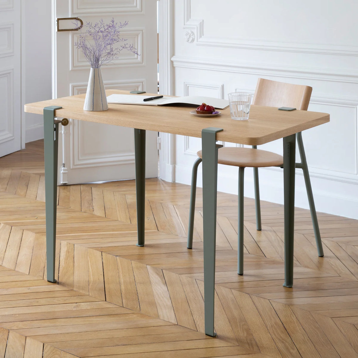 Escritorio rectangular M Noma patas eucalipto grise 75 cm - TIPTOE