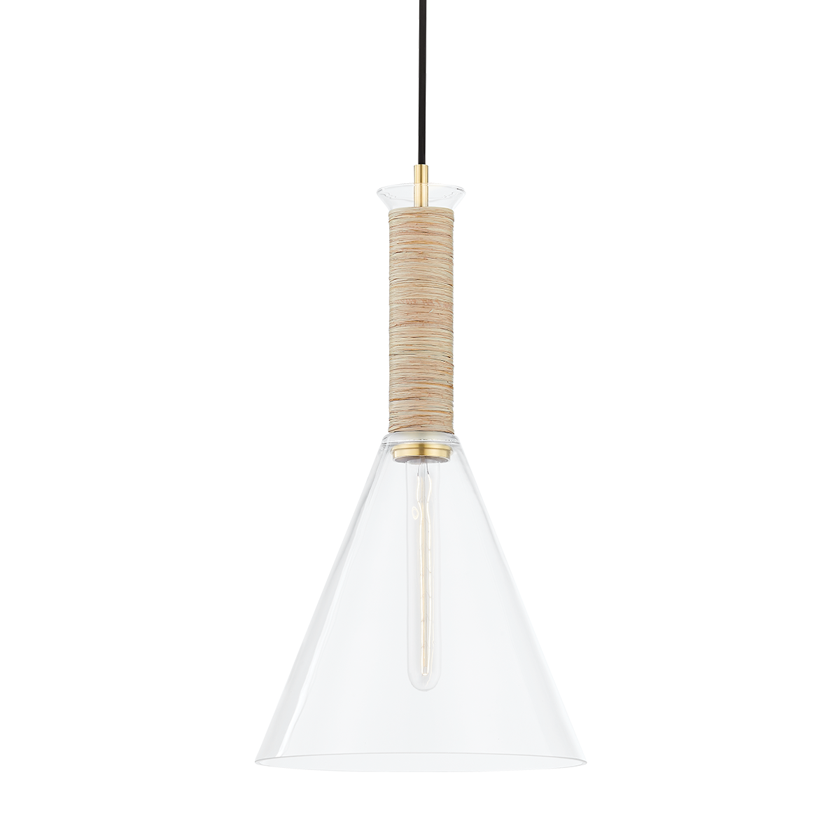 Suspension en acier laiton vieilli 28x54cm Besa - Mitzi