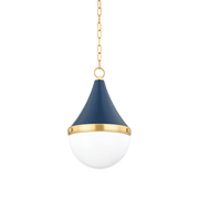 Suspension in steel, aged brass and soft navy blue 30x46cm Ciara - Mitzi