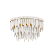 Semi-flush ceiling light in aged brass steel and textured cream 46x30cm Tiffany - Mitzi